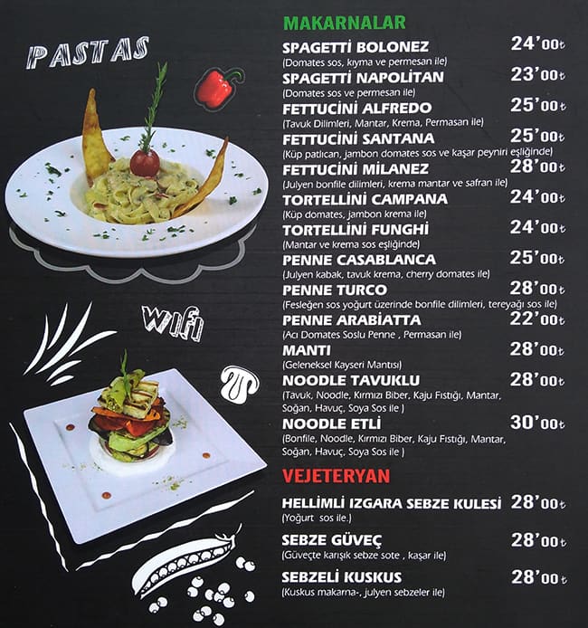 Menu At Gusta Lounge Istanbul