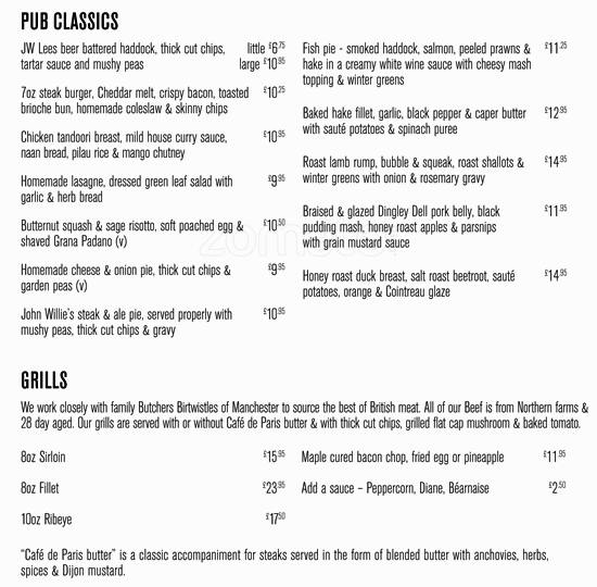The Rope & Anchor menu
