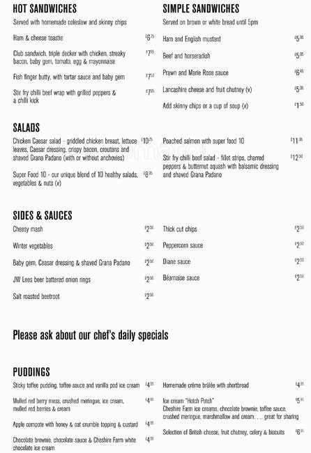 The Rope & Anchor menu