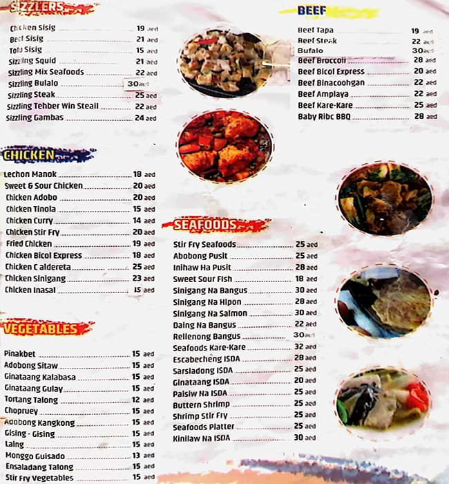 Menu of Tambayan FAV Cafe, Town Centre, Al Ain