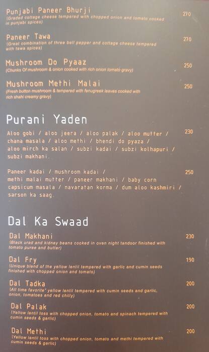 Paakashala menu