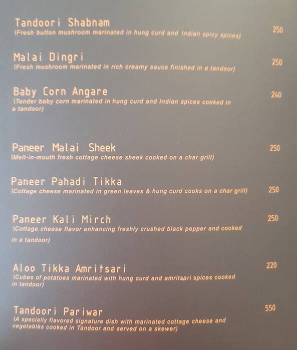 Paakashala menu