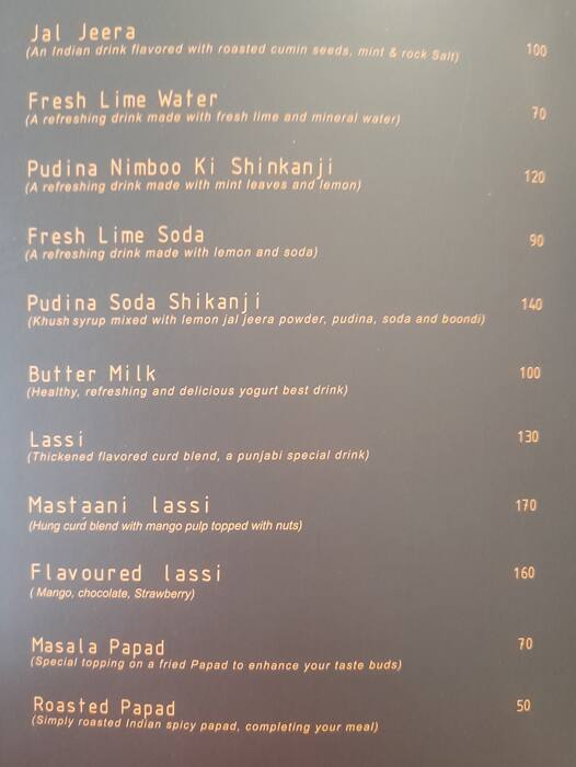 Paakashala menu