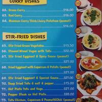 Sunflower Thai Vegan Restaurant Menu