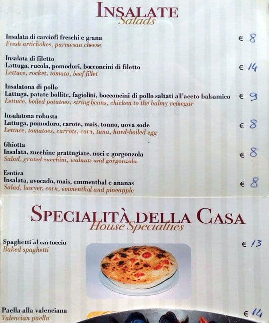 Menu di Da Mony 