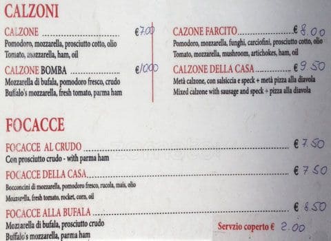 Menu di Da Mony 