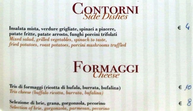 Menu di Da Mony 