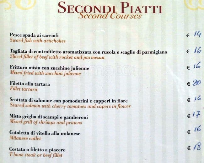 Menu di Da Mony 