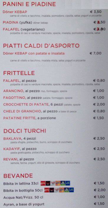 Menu di fatih istanbul 