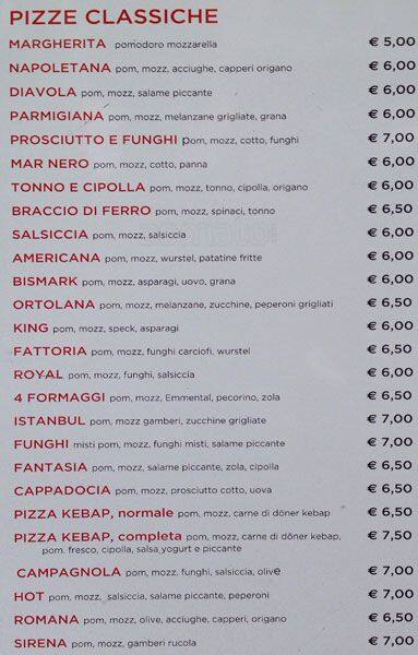 Menu di fatih istanbul 