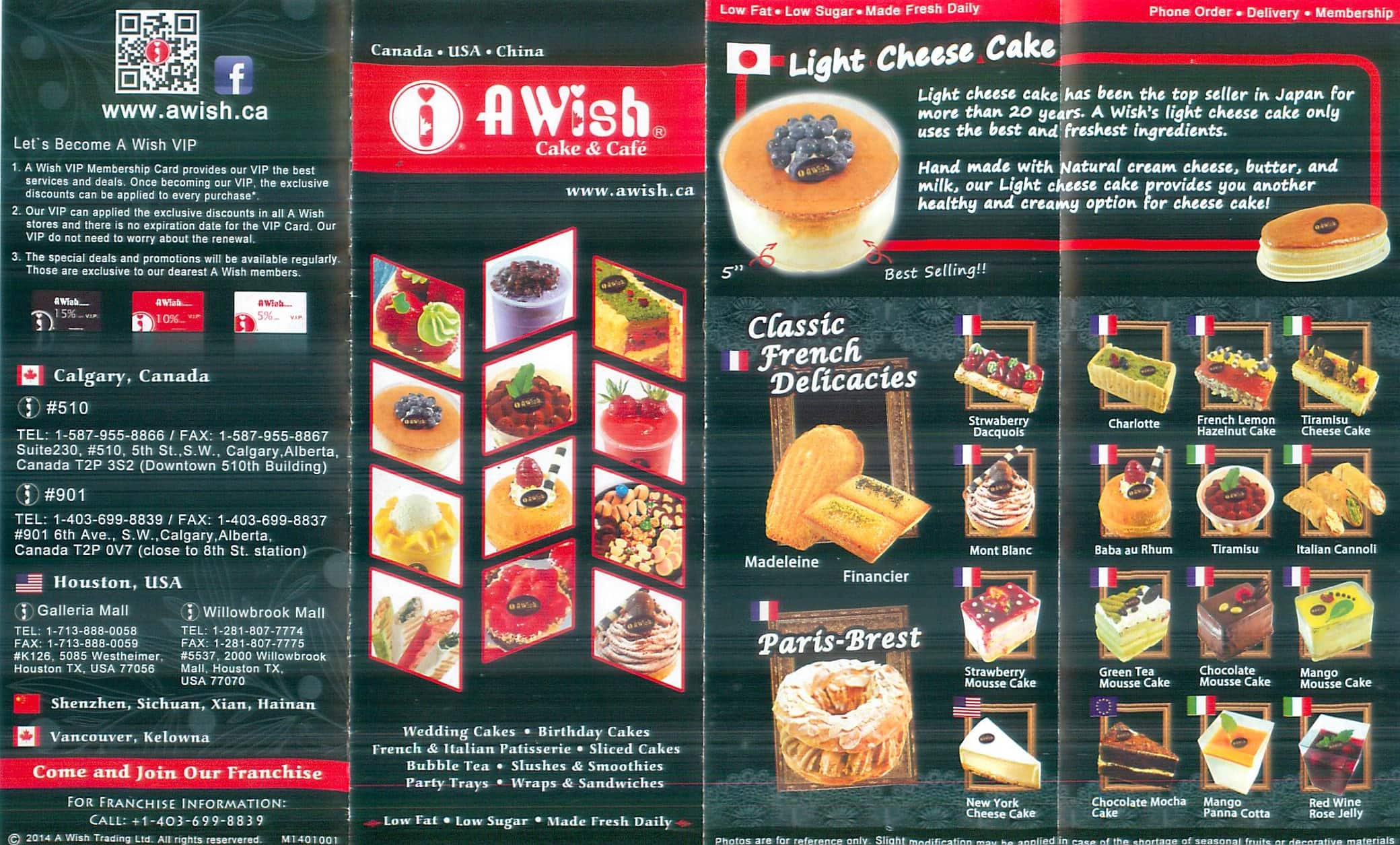 A Wish Cake & Cafe Menu, Menu for A Wish Cake & Cafe, Downtown, Calgary