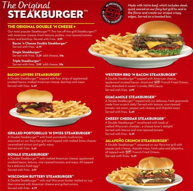 Menu at Steak 'n Shake fast food, Frankfort