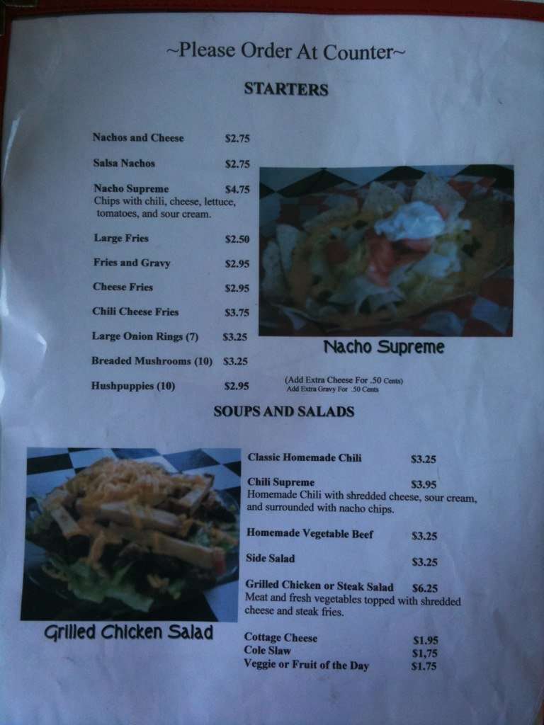 Menu at Jubilee Diner restaurant, Friendsville