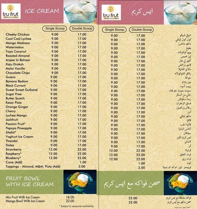 Tru Frut Natural Ice Cream Menu Zomato