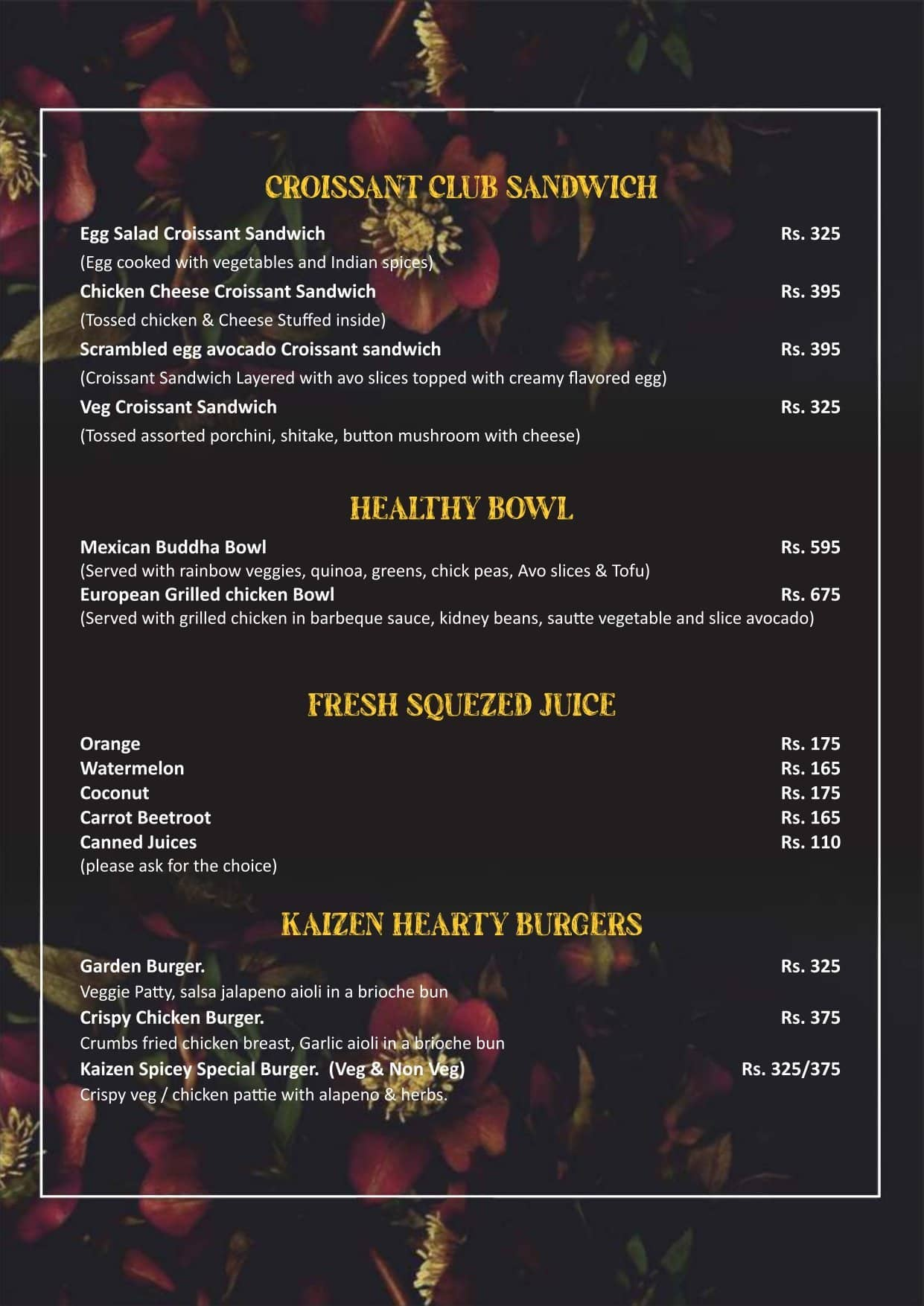 Menu at Kaizen Café Restaurant & Bar, Dehradun