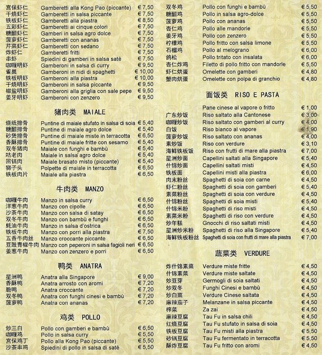 Menu di Chopsticks 