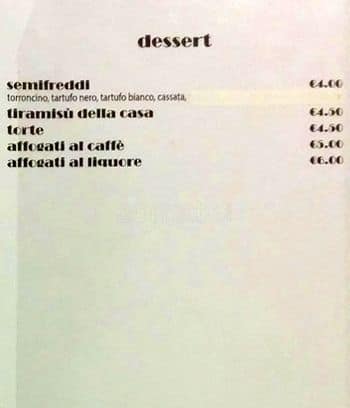 Menu di Coke Pizzeria 