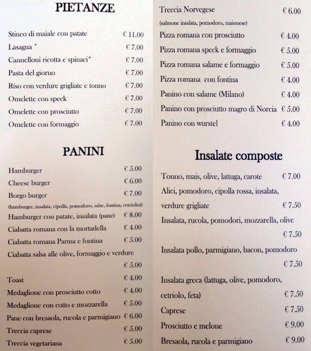 Menu di Borgo 36 