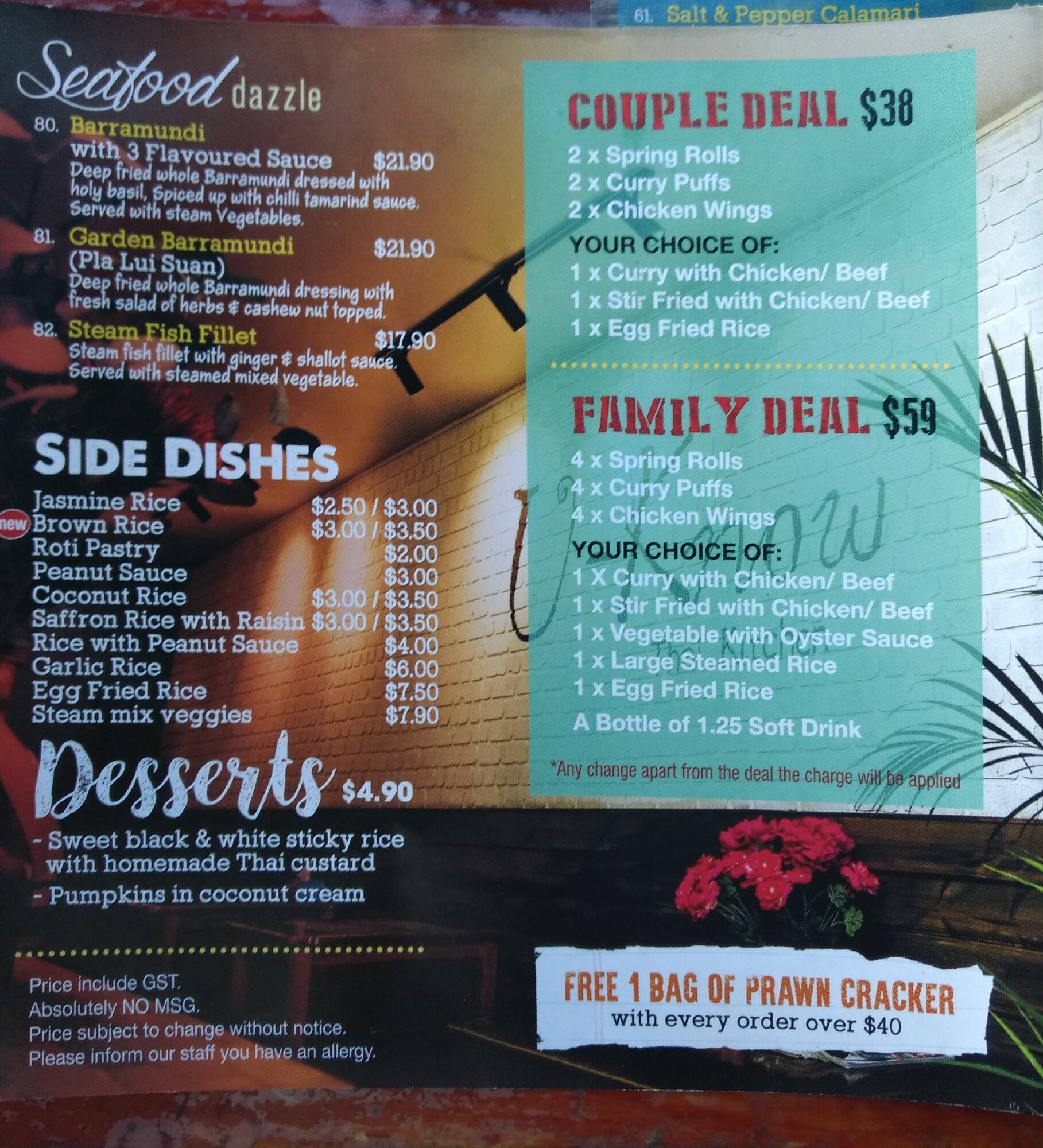 Menu at Uknow Thai Cuisine restaurant, Earlwood