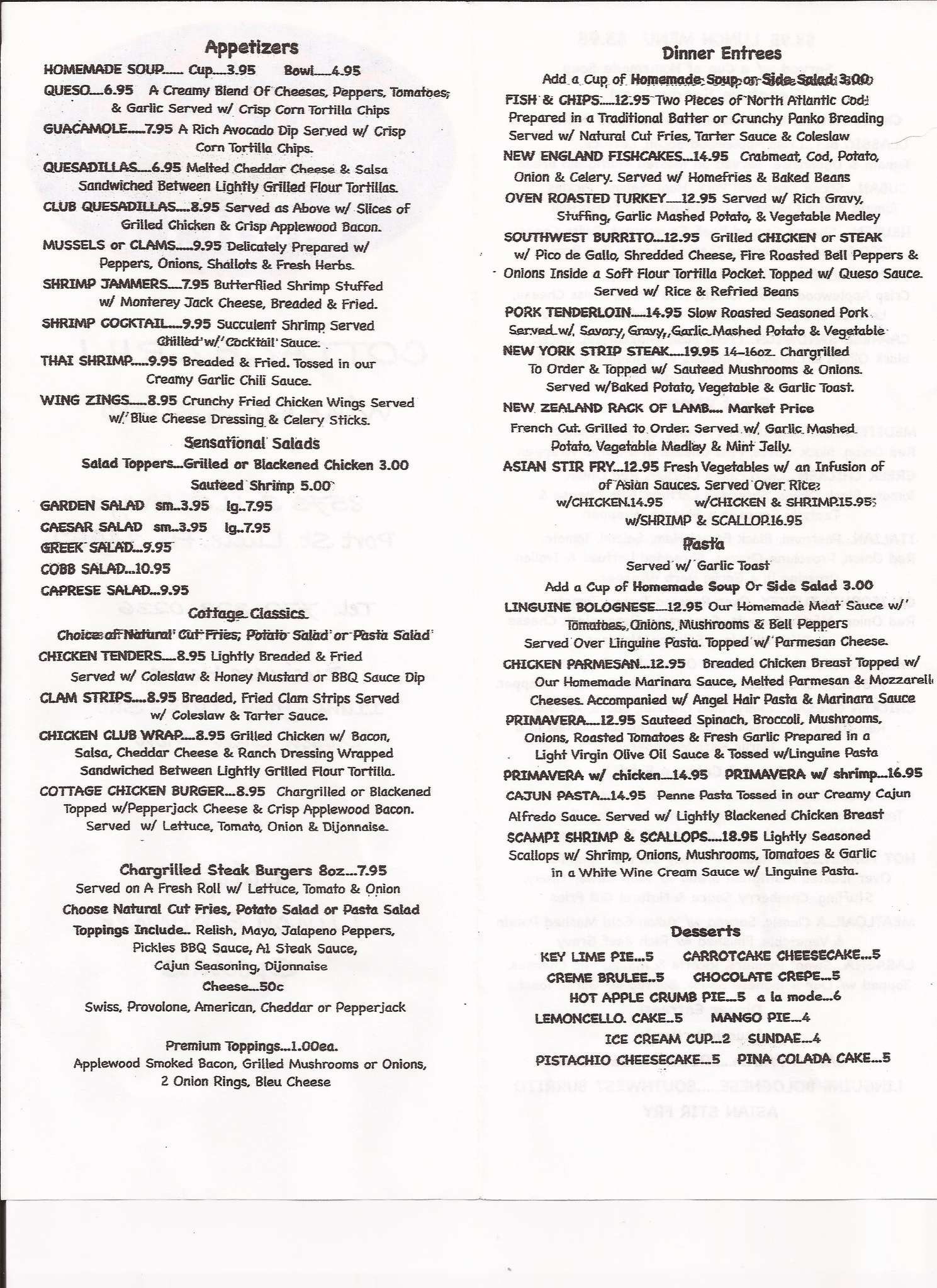 The Cottage Grill Menu, Menu for The Cottage Grill, Port St Lucie ...