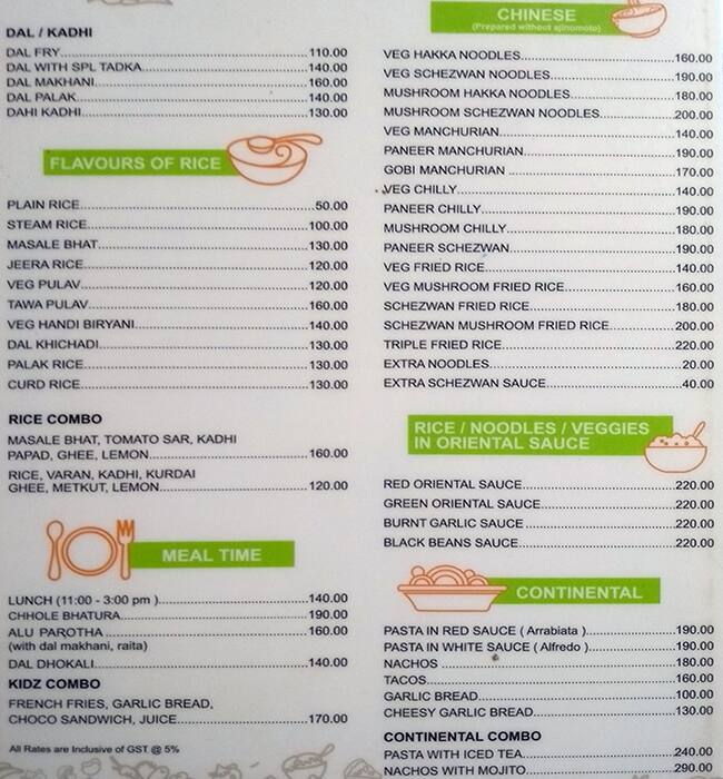 Jeevan Restaurant menu