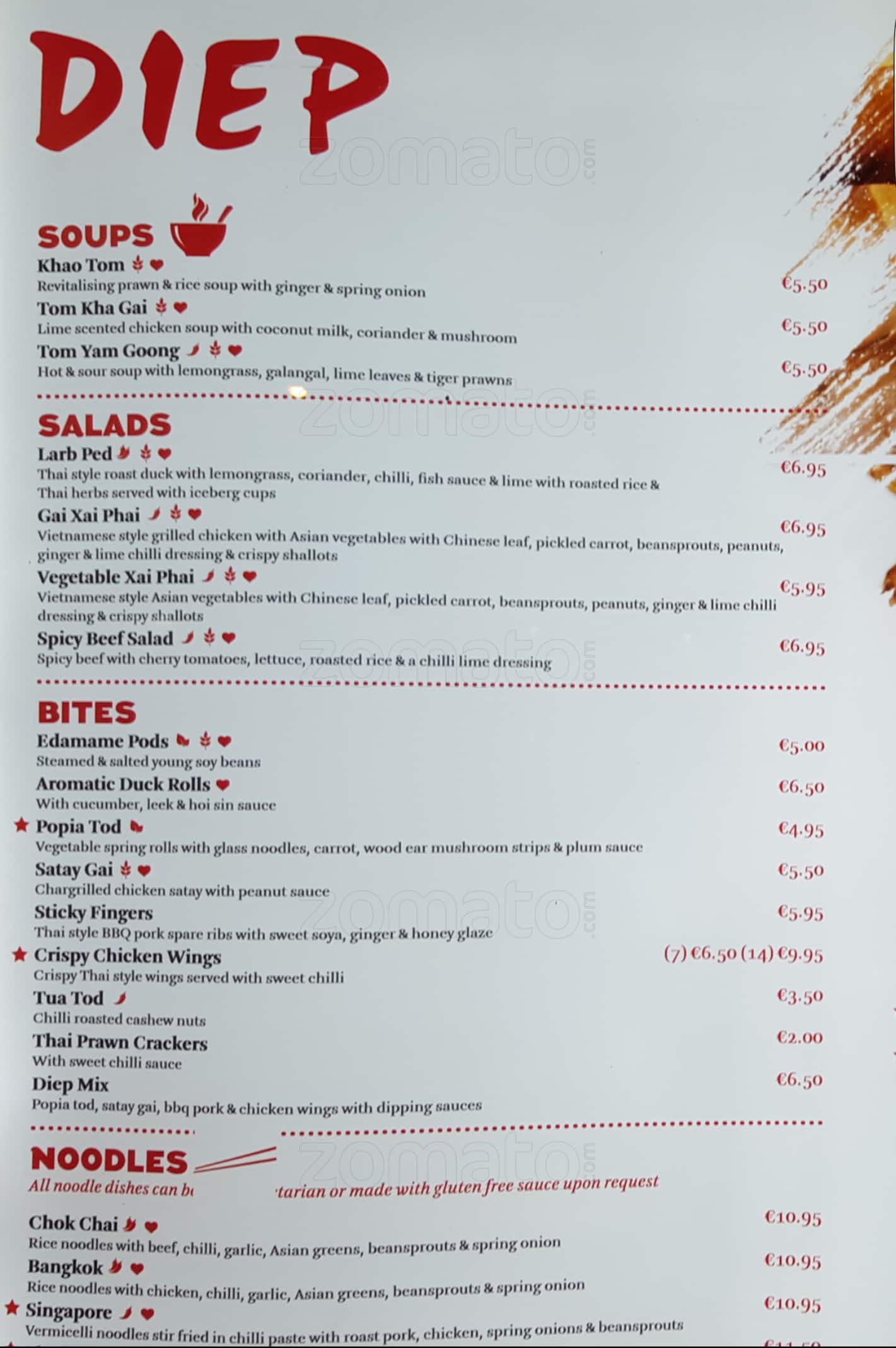 Menu at Diep Clanbrassil St Now serviced from Diep Ranelagh