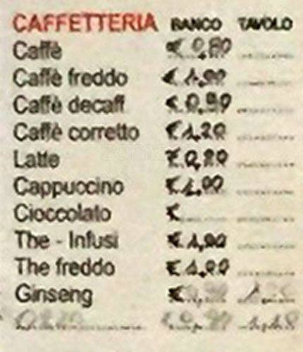 Menu di Bar Greco 