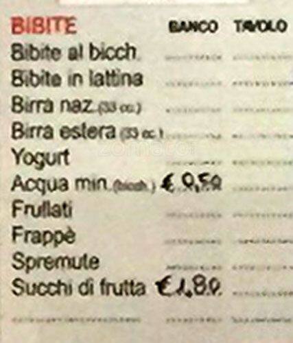 Menu di Bar Greco 