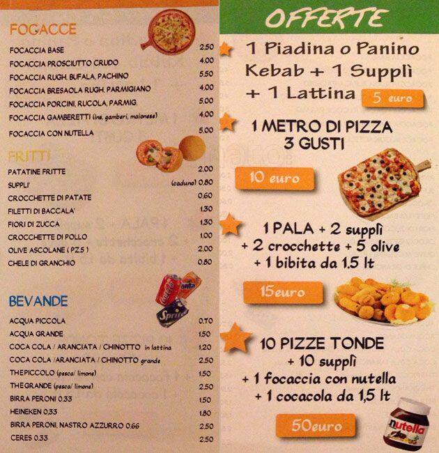 Speisekarte von Pizzeria San Romano, ROM, Via di S. Romano