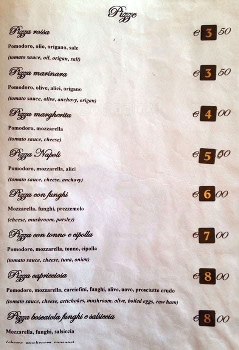 Menu di La Tavernaccia 