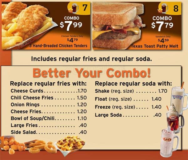 Menu at A&W restaurant, Lakewood, Bridgeport Way SW