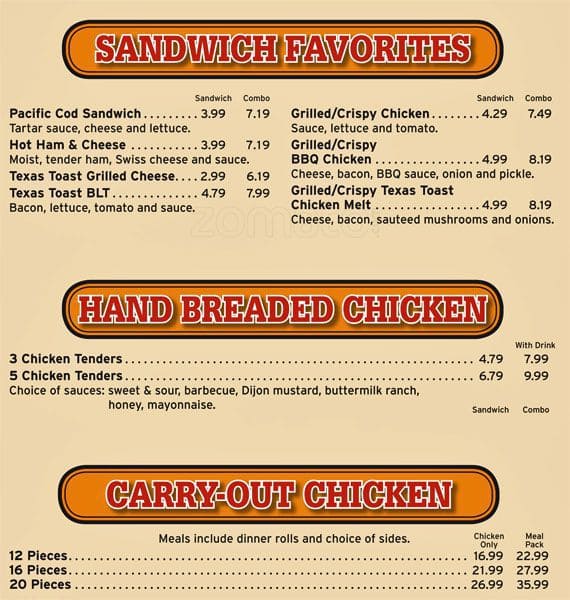 Menu at A&W restaurant, Lakewood, Bridgeport Way SW