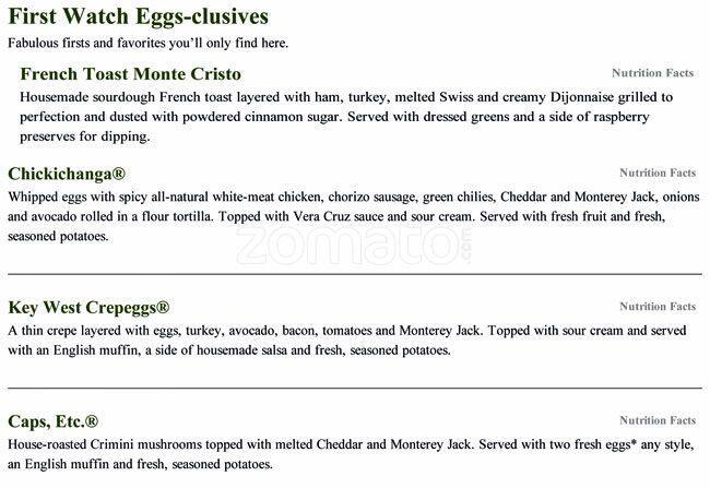 First Watch menu
