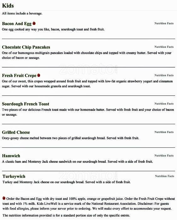 First Watch menu