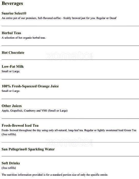 First Watch menu