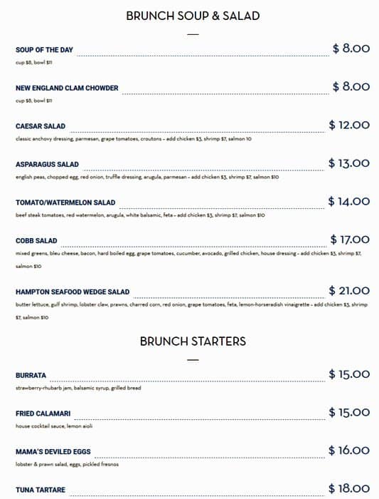 The Hampton Social Menu, Menu for The Hampton Social, River North