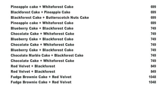 CAKE 'O' CLOCKS GAUR CITY menu