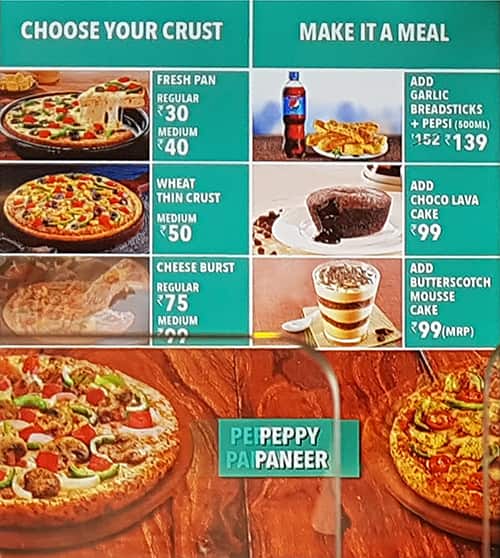 Menu at Domino's Pizza, Kochi, Shop G1 & G2