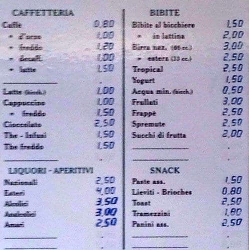 Menu di Bistrot Il Naturista Roma 