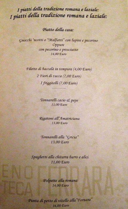 Menu de Ferrarino