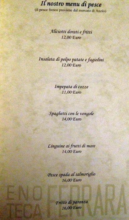 Menu de Ferrarino
