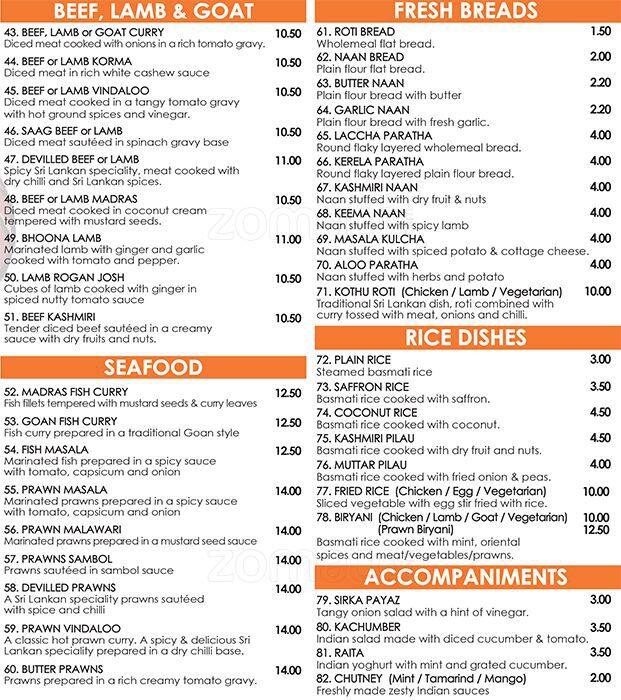 Yum Raj menu
