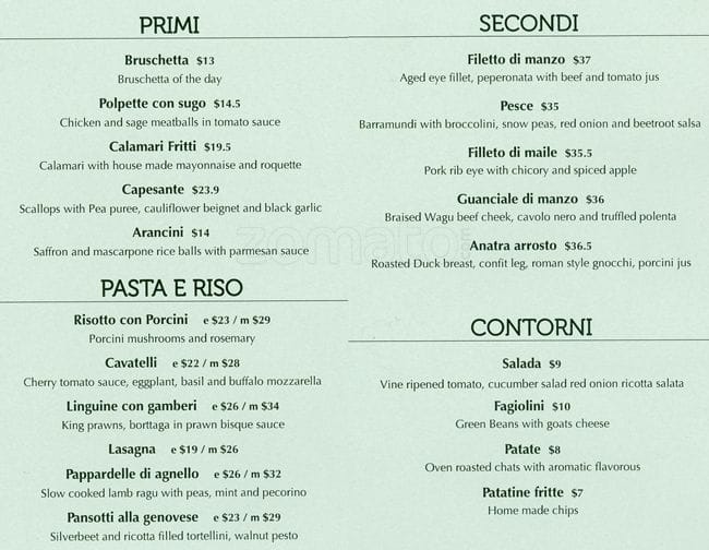 Il Sogno Menu, Menu for Il Sogno, Surrey Hills, Melbourne Urbanspoon