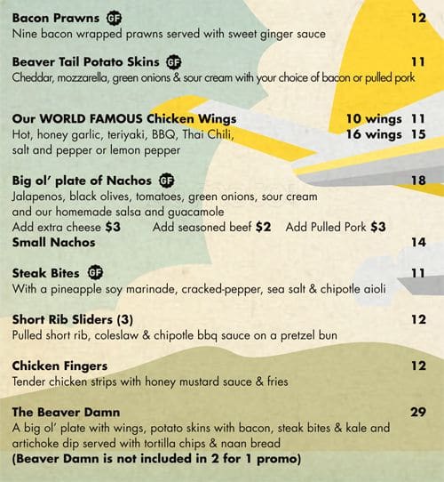 Menu de Flying Beaver Bar & Grill