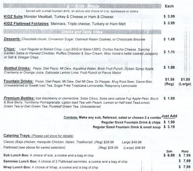 Quiznos Menu, Menu for Quiznos, University City, Philadelphia