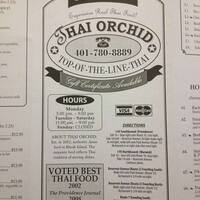 Thai Orchid Menu Menu Para Thai Orchid Cranston Providence