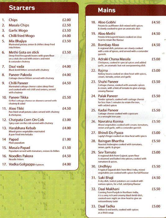 Thaali menu
