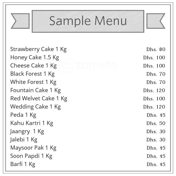 Sunrise Bakery Menu, Menu for Sunrise Bakery, Qusais, Dubai Zomato
