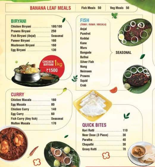 Menu Of Attil - A Unit Of Vanas, Bendoor, Mangalore