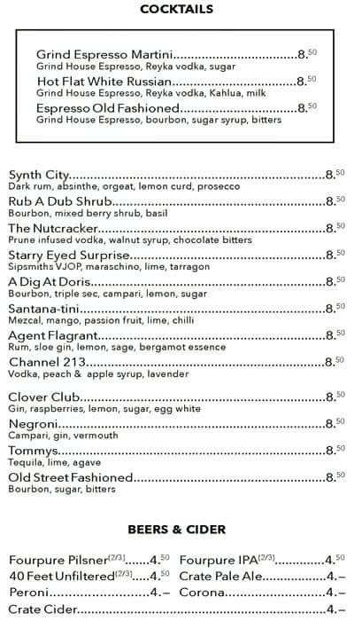 Shoreditch Grind Menu, Menu for Shoreditch Grind, Shoreditch, London ...